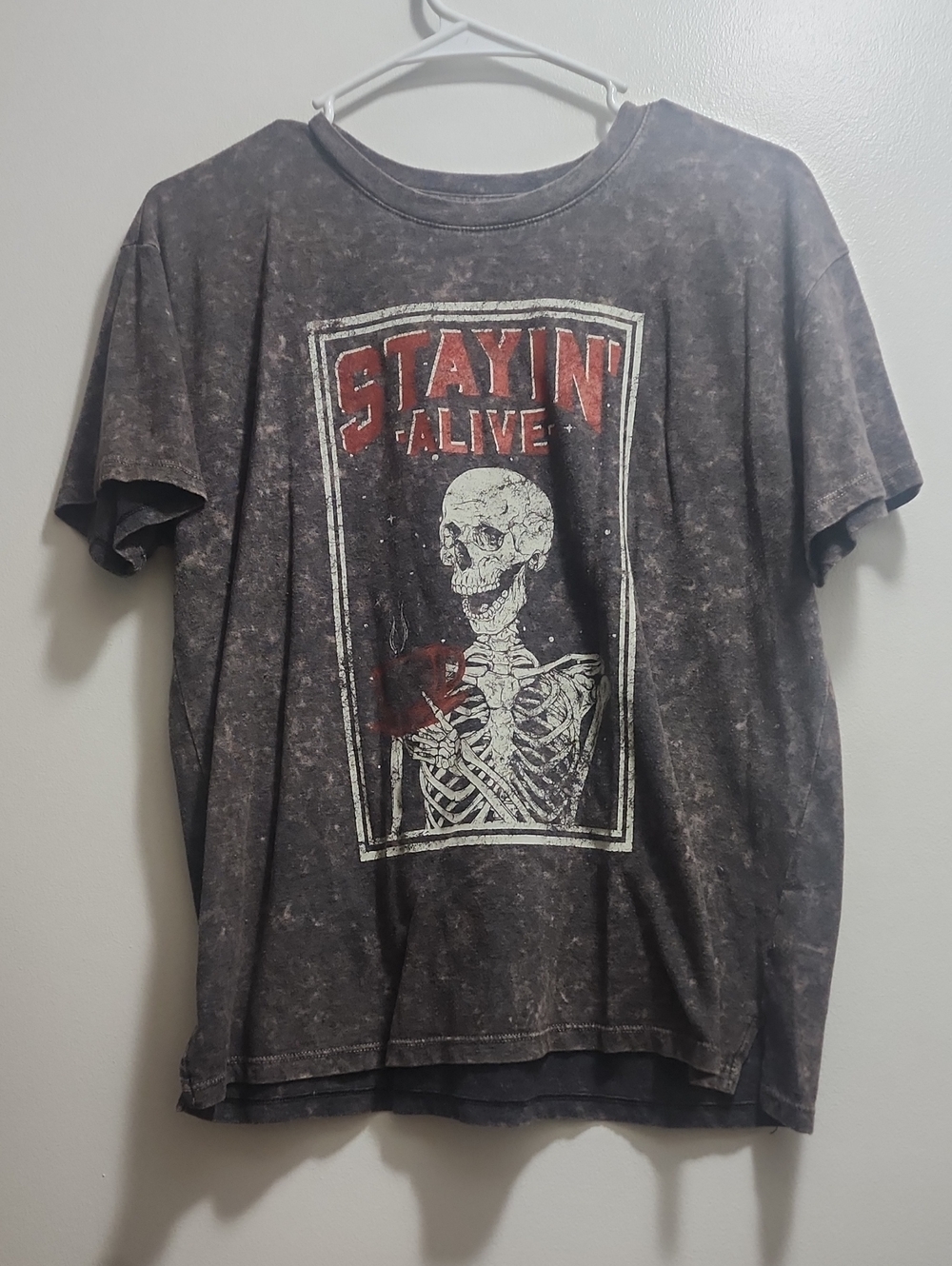 Maurices Stayin' Alive Graphic Tee in Black and Red